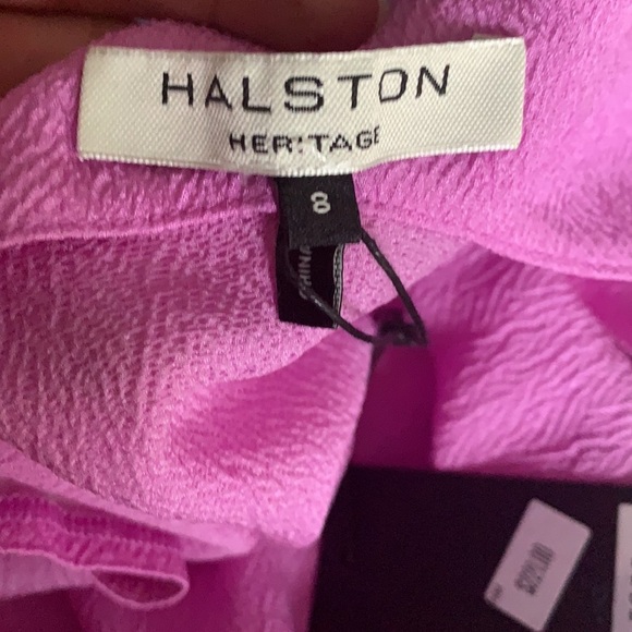 Halston Heritage Dark Tulip Silk Blouse - Picture 12 of 13